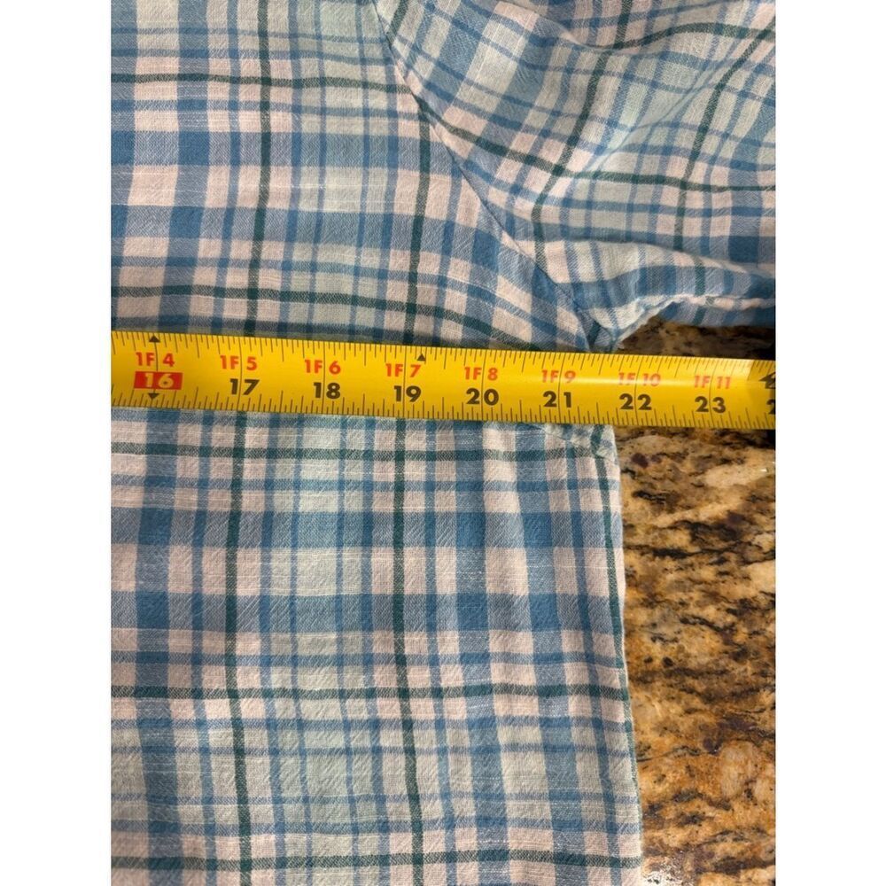 Vermont Country Store Blue Plaid Cotton Tunic Top Long Sleeve Size L Casual - Picture 7 of 8